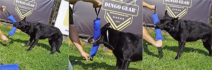 Dingo Gear French Linen tug Toy for Dog, Dog Bumper for Training, Agility, tug of war, Dog bite Pillow for Strong Dog, 2handles 18" red S00068