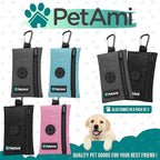 PetAmi Dog Poop Bag Holder for Leash, Dog Waste Bag Dispenser with Clip, Doggy Walking & Camping Accessories with Trash Bag Roll, Pink 1 Pack