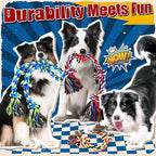 Heavy Duty Dog Toy for Aggressive Chewers – Tough Chew Toys for Large Dogs, Ideal for Tug-of-War & Teeth Cleaning, with 3 Rope Toys & 2 Dog Bags