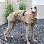 Adjustable Dog Coat with Harness Slot, Waterproof Fleece Lined Winter Jacket, Windproof Reflective Pet Vest for Cold Weather for Small Medium Large Dogs (Beige, X-Large)