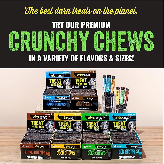 etta says! Premium Crunchy 7" Deer Dog Chews - Grain-Free Dog Treats, Good for Teeth, Easy to Digest - Made in The USA (20 Count Pack of 1)