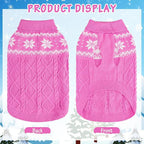 Warm Winter Pink Dog Sweater - Female Cold Weather Pet Clothes for Small Medium Large Dogs Girl Indoor Outdoor, Soft Classic Knit Puppy Apparel Coat