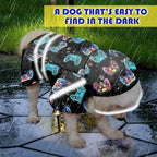 Dog Raincoat, Adjustable Rain Jacket with Hooded Double Layer for Large Medium Small Dogs Puppies, Lightweight Waterproof Rain Coat Poncho with Reflective Stripe Game Controller Black,XXL