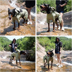 LOVELONGLONG Fleece-Lined Dog Raincoat with Removable Hood – Waterproof Winter Full Body Dog Jacket – Windproof Snowproof Cold-Weather Suit – Green-F XS