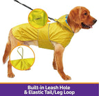 Dog Raincoat Reversible, Single Side Slicker Poncho Adjustable Waterproof Dog Rain Jacket with Leash Hole/Reflective Stripe Hooded Snowproof Windproof Clothes for Small to 3X-Large Dogs, XL
