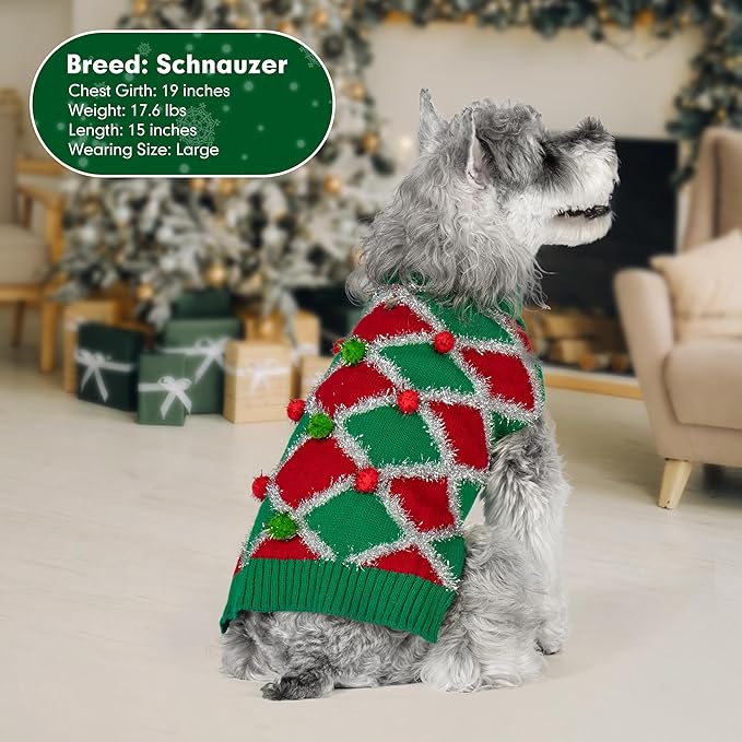 cyeollo Dog Christmas Sweater Turtleneck Dog Sweaters for Large Dogs Girl Pet Clothes Xmas Knitted Pullover Doggie Sweater Holiday Outfit, Green XXX-Large