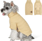 cyeollo Small Dog Sweater with Leash Hole Turtleneck Knitted Sweaters Winter Dog Clothes Sweaters for Small Dogs S