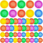 50 Pcs Squeaky Dog Toys Spikey Dog Balls Bulk for Aggressive Chewers Squeaker Ball Dog Toy Pet Spiky Fetch Toys TPR Puppy Chew Toys for Clean Teeth and Training, 2.1 Inch, 2.5 Inch, 3.5 Inch