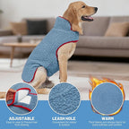 cyeollo Dog Coat Reversible Dog Jacket Winter Sherpa Dogs Sweater Clothes for Cold Weather Fleece Warm Pet Coats for Medium Dogs, Blue 2XL