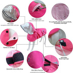 Waterproof Dog Raincoat, Adjustable Reflective Lightweight Pet Rain Clothes with Poncho Hood (Large, Dark Pink)