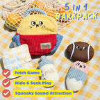 Squeaky Plush Dog Toys, 5-in-1 Crinkle Backpack Puppy Toys to Keep Busy, Cute Stuffed Hide & Seek Cognitive for Small Dogs, Teething, Boredom Relief & Birthday Gift