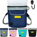 Dog Treat Pouch for Pet Walking and Training with Clicker 2 Cup Silicone Bag Small Fanny Pack Holder for Puppy Snack Dispenser Kit for Leash and Outdoor Use (Blue)