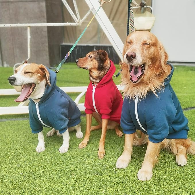 Extra Large Dog Clothes Hoodies Zip Up Sweaters for Big Dogs Labrador Golden Retriever Red 5XL