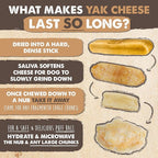 Mighty Paw Yak Cheese Dog Chews – All-Natural Long Lasting Hard Chew for Aggressive Chewers – High Protein, Odor-Free Dog Treat – 3 Ingredient Natural Yak Chews for Large Dogs – (4 Pack)