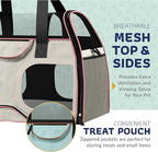 Katziela Pet Carrier - Airline Compliant Dog Carrier - TSA Approved Pet Carrier for Small Dogs and Cats - Soft FAA Travel Airplane Dog Carrier Luggage (Gray/Pink-6 Wheels)