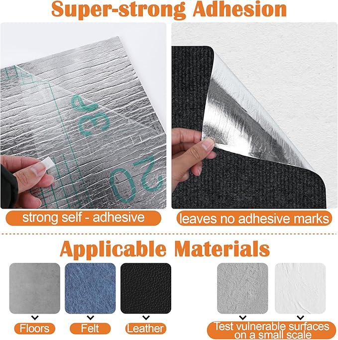 Cat Scratch Furniture Protector - 118" x 15.8" Trimmable Self-Adhesive Cats Claws Scratch Pads, DIY Cat Climbing Couch Protector for Scratch Post Cat Tree Replacement Indoor (Black)