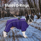 Four Legged Dog Winter Coat for Small Dogs, Warm Puppy Onesie Clothes Christmas, Reflective Turtleneck Dog Jacket with Buckles & D-Rings, Puffer Cold Weather Coat Zipper