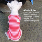 KYEESE 2Pack Dog Shirts Striped Soft Stretchy Dog T-Shirts Lightweight Tank Top Sleeveless Vest Breathable Pet Outfit, XX-Large, Green+Pink