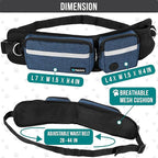 PetAmi Hands Free Dog Leash, Dog Running Leash Belt Bag for Walking, Jogging, Dog Waist Double Zipper Pouch with Poop Bag Dispenser, Dual Padded Handles Reflective Bungee Leash, Single, Navy, 1 Leash