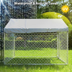 Large Dog Kennel Outdoor, Outside Dog Run Enclosure Heavy Duty Galvanized Steel Chain Link Metal Dog Pen House with Lockable Door and Water-resistant Roof, for Medium and Large Dogs(6.76'x6.76'x5.65')
