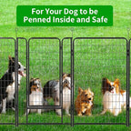 Dog Playpen Outdoor Extra Wide 8 Piece Panels Heavy Duty Dog Fence 50" Height Anti-Rust with Doors Portable for RV Camping Yard, Total 21FT, 35 Sq.ft, Snowy Black