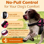 Bark Appeal Pink No-Pull Dog Harness for XS to Small Sized Pets – Adjustable, Reflective Vest with 3 Leash Clips for Added Control, Easy Walks & Training – Small