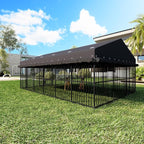 10x15x6 FT Dog Kennel, Outdoor Dog House with Roof All Weather Resistant Large Dog Enclosure Cage with Triple Locks, Heavy Duty Metal Dog Pens Outside (118" W x 179" D x 78" H)