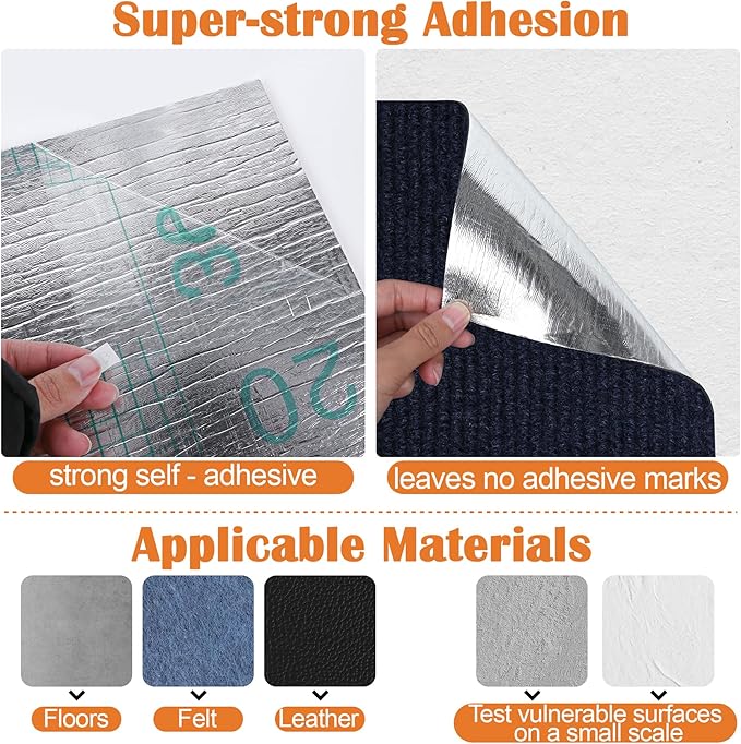 Cat Scratch Furniture Protector - 138" x 17" Trimmable Self-Adhesive Cats Claws Scratch Pads, DIY Cat Climbing Couch Protector for Scratch Post Cat Tree Replacement Indoor (Dark Blue)