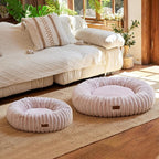 FUKUMARU Dog Bed, Calming Donut Dog Beds for Anxious Puppies, Modern Aesthetic Cat Bed with Gradient Print, Cute Round Pet Beds with Washable Cover, Orthopedic Puppy Bed, Pink, Small, 25 inches