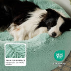 Bedsure Calming Dog Bed for Large Dogs - Donut Washable Large Pet Bed, 36 inches Anti-Slip Round Fluffy Plush Faux Fur Dog Bed, Fits up to 80 lbs Pets, Apple Green