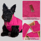 azuza Dog Jacket Waterproof & Windproof Dog Coat for Small Dogs with Thick Fleece, High Collar with Leash Hole, Adjustable Velcro & Elastic Belly, Rose Red L