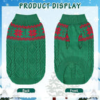 Warm Winter Pink Dog Sweater - Cold Weather Pet Clothes for Small Medium Large Dogs Indoor Outdoor, Soft Classic Knit Puppy Apparel Coat, Green, XL