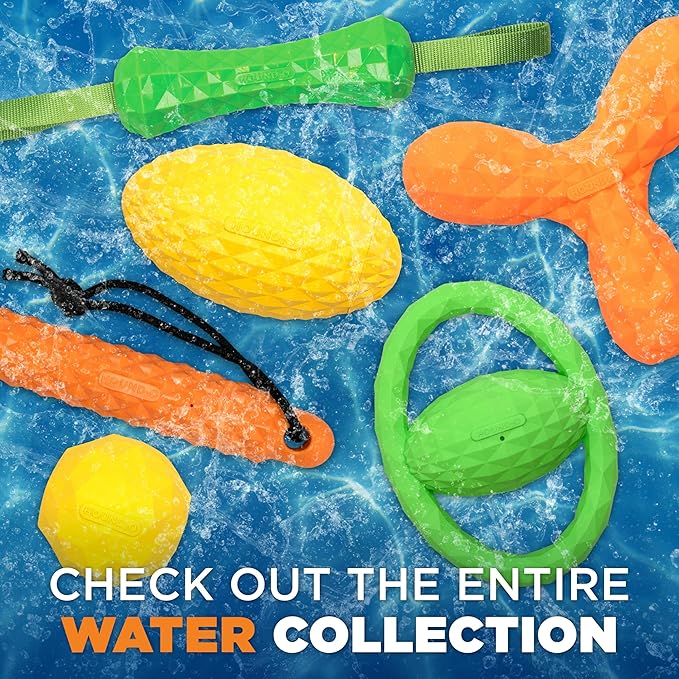 Playology Hound2O Dog Toys | Squeaky Football Toy for Dogs to Chase | Orange Floating Outdoor Toy - Easy to Clean and Made from Non Toxic Materials