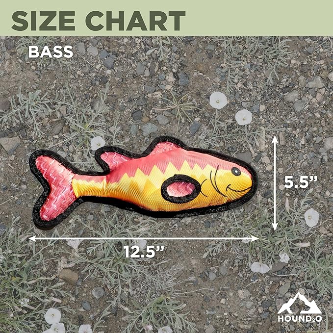 Plush Dog Toys | Bass Fish Stuffed Animal Squeaky Toy for Dogs | Outdoor Pet Toy Built for Adventure