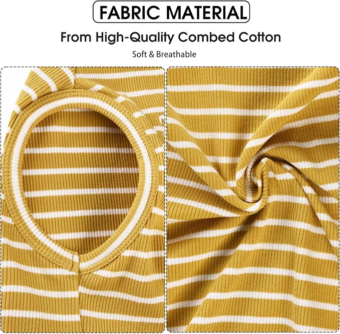 Koneseve Dog Shirt Vest Lightweight Stretchy Dog T-Shirts Soft Cool Sleeveless Stripe Vests Breathable Clothes for Puppy Kitty Cats Small Medium Large Dogs 2 Pack Yellow + Light Grey [S/Small]