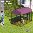 PawHut 8' x 4' x 6' Outdoor Dog Kennel, Welded Wire Dog Kennel Outside Run with 360° Rotating & 4 Level Adjustable Bowls, Waterproof & UV Resistant Cover, for S&M&L Breeds, Chickens, Ducks, Red