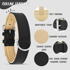 Riparo Genuine Leather Padded Dog Heavy Duty K-9 Adjustable Collar (XXL: 2” Wide for 24”-29” Neck, Black)