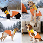 azuza Dog Jacket Waterproof Winter Coat for Small Dogs, Warm Fleece Vest with Reflective Strips & Built-in Harness, Windproof Back Zipper, Orange S