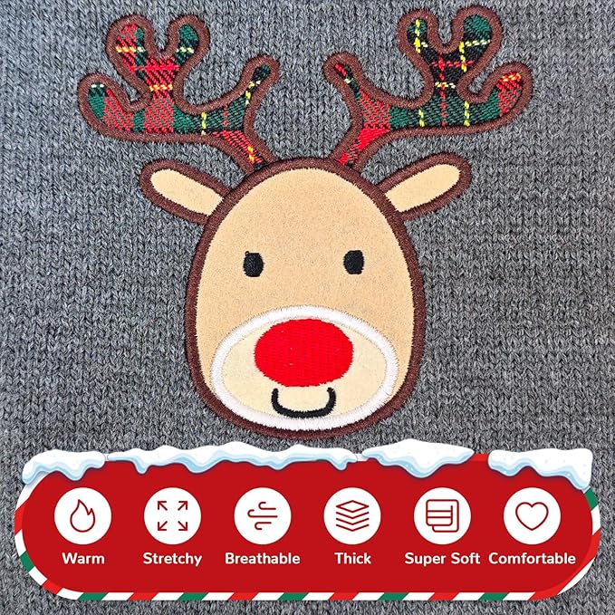 PETCARE Reindeer Christmas Dog Sweater Gray Cat Sweater Vest Cartoon Elk Pet Holiday Dog Clothes Puppy Sweaters for Small Medium Large Dogs Cats Fall Winter Outfits Xmas Dogs Costume,XX-Large