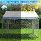 6.8x6.8ft Large Dog Kennel Outdoor, Heavy-Duty Outside Dog Kennel with Roof, Security Latch-Lock Door, Chain-Link Dog Enclosure Dog Run for Yard with Cover