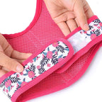 Mile High Life Dog Harness, Air Mesh Floral Vest Harness for 20 lbs Small Dogs & Cats, Easy Get on Adjustable Easy Closures Both Neck and Chest(Peony, S Chest 16"-18")