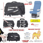 dbest products Smart Cart Pet Carrier with Wheels, Airline Approved Dog and Cat Carrier with Telescoping Handle, 21x12x12in, 24 lb Capacity, Black