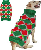 cyeollo Dog Christmas Sweater Turtleneck Dog Sweaters for Large Dogs Girl Pet Clothes Xmas Knitted Pullover Doggie Sweater Holiday Outfit, Green XXX-Large