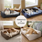 Bedsure XL Orthopedic Dog Beds Large Sized Dog - Extra Thick Supportive Dogs Couch with Waterproof Washable Cover, Extra Large Comfort Pet Bed Sofa with Soft Plush Sherpa and Nonskid Bottom, Grey, 42"