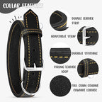 Riparo Dog Collar - Genuine Leather Dog Collars - Heavy Duty Dog Collars for Medium Large and Extra Large Dog Breeds (M: 1” Wide for 14” - 18” Neck, Black/Orange Thread)