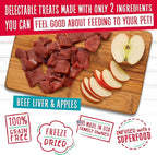 Charlee Bear Grain Free Meaty Bites Freeze Dried Dog Treats with Probiotics, Puppy Training Snacks, Soft Dog Bites Beef Liver with Apple, 2.25 oz Bags (2), Made USA