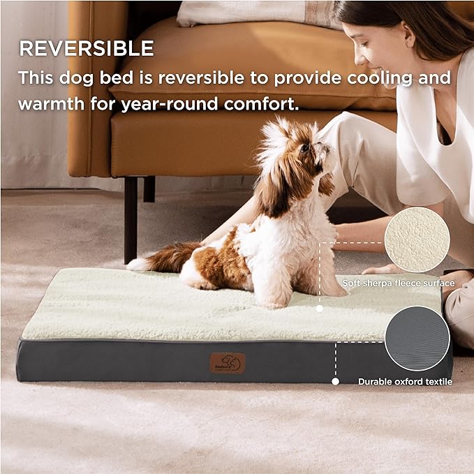 Bedsure Dog Bed for Small Dogs - Comfy Flat Puppy Beds with Removable Washable Cover, Orthopedic Egg Crate Foam Pet Mat, Suitable for Pet Up to 15 lbs