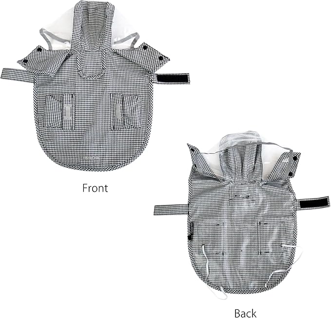 Waterproof Dog Raincoat, Adjustable Reflective Lightweight Pet Rain Clothes with Poncho Hood(X-Small,Black&White)