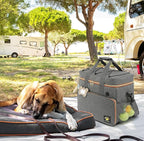 Dog Travel Bag for Week Away/Overnight Trips - Multi-Function Pockets, Ideal Dog Diaper Bag & Travel Kit (Grey)
