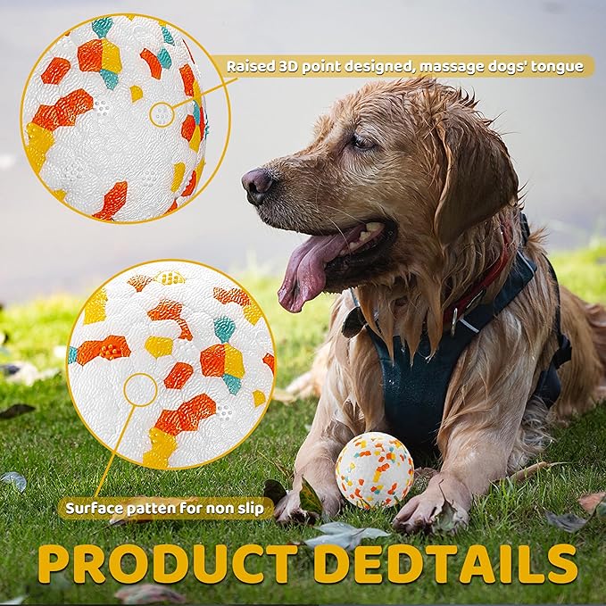 Dog Balls, Indestructible Dog Toy Ball for Aggressive Chewers, Durable High Elasticity Interactive Ball for Training Dog Catch and Fetch, Large Medium Small Dog and Puppies(2.5in, 4pcs)